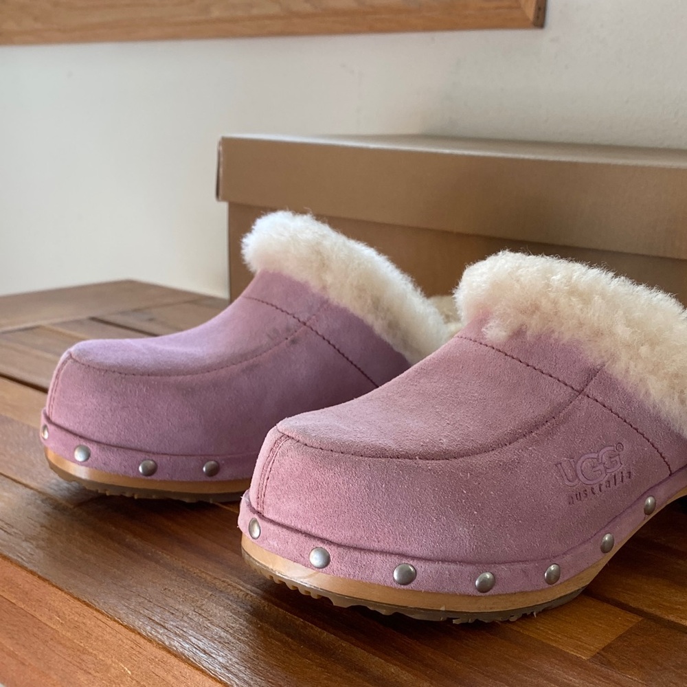 UGG Mauve Shearling Lined Clogs
